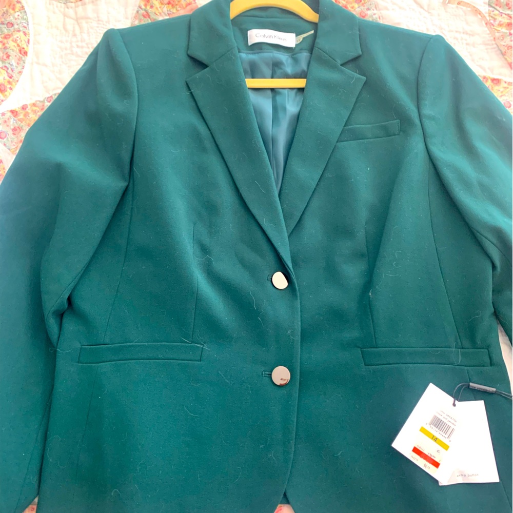 NWT teal Calvin Klein fully-lined blazer